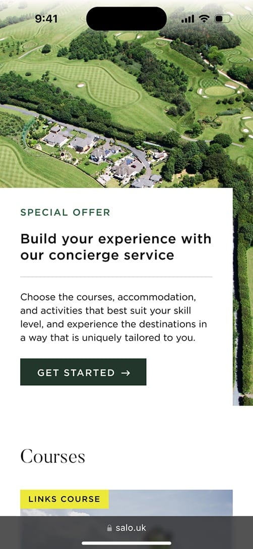 Experience Golf mobile mockup 1.